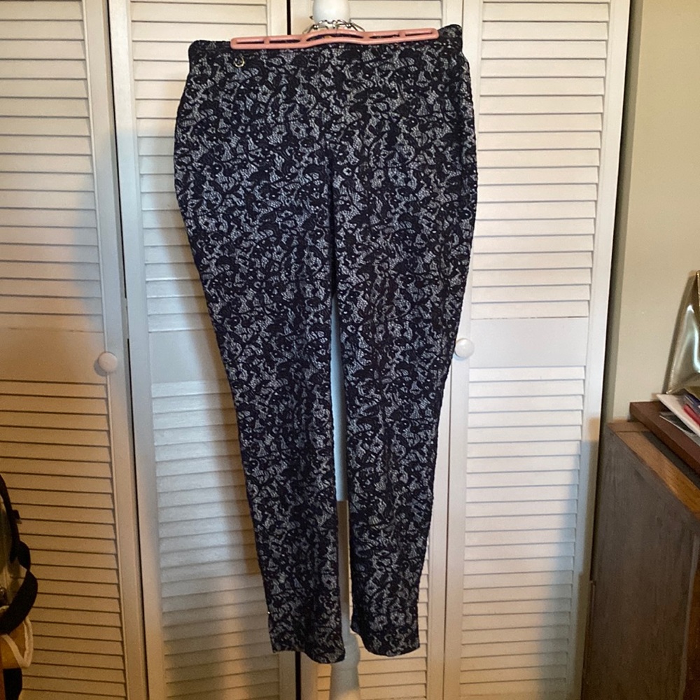 Michael Kors - Blue/Grey Lace Print Pants- M